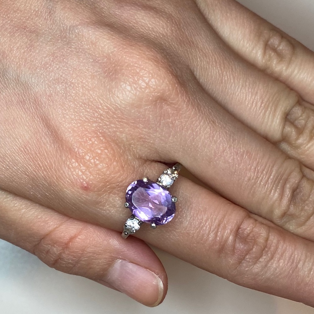 Sterling silver amethyst and zirconia ring